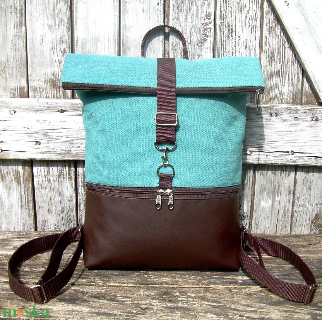 ROLL TOP CITY BAG : Variációk barnára türkizkékkel - táska & tok - hátizsák - roll top hátizsák - Meska.hu ROLL TOP CITY BAG : Variációk barnára türkizkékkel - táska & tok - hátizsák - roll top hátizsák - Meska.hu