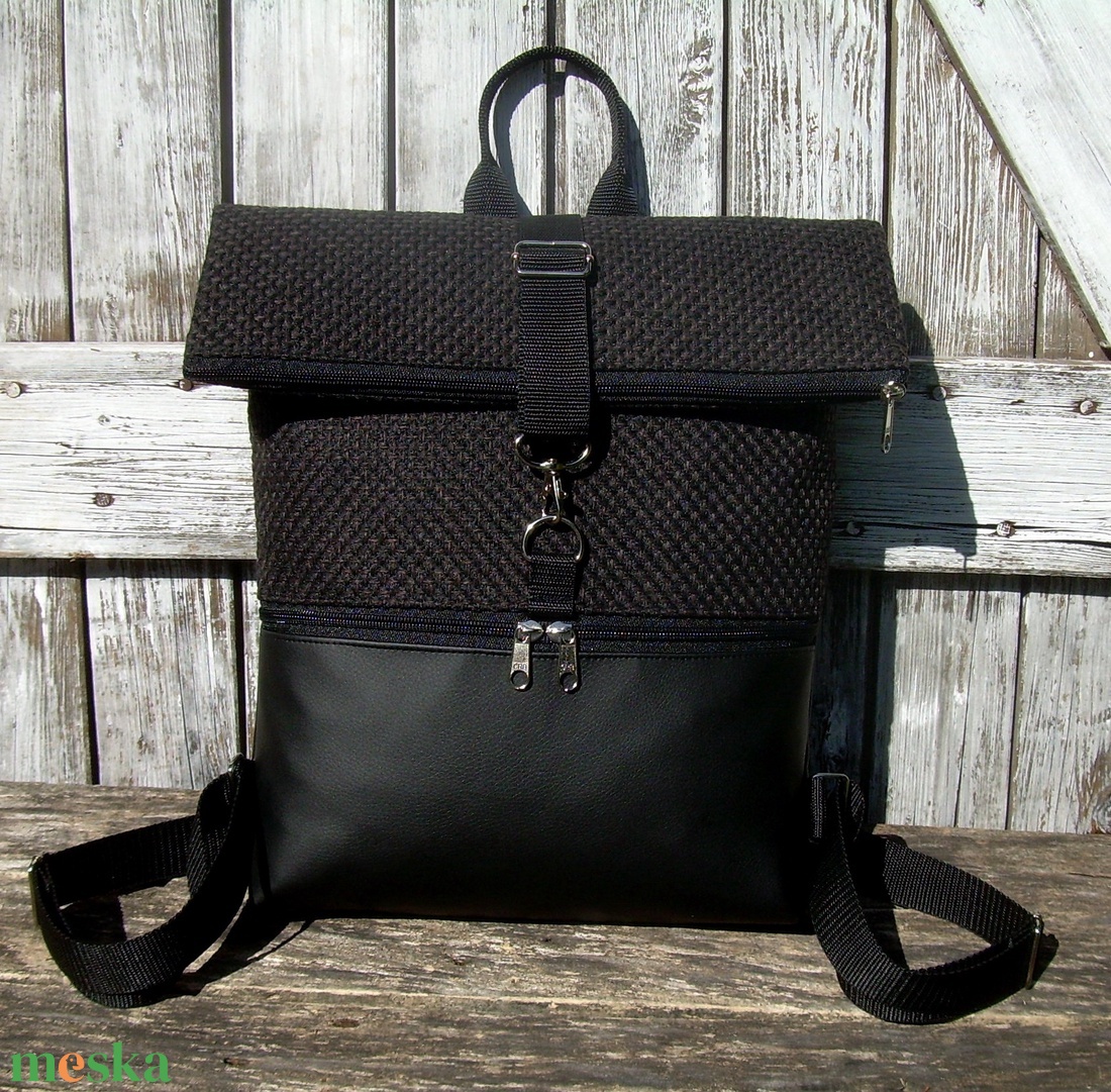 ROLL TOP CITY BAG : Variációk fekete bőrre és szövetre 6. - táska & tok - hátizsák - hátizsák - Meska.hu ROLL TOP CITY BAG : Variációk fekete bőrre és szövetre 6. - táska & tok - hátizsák - hátizsák - Meska.hu