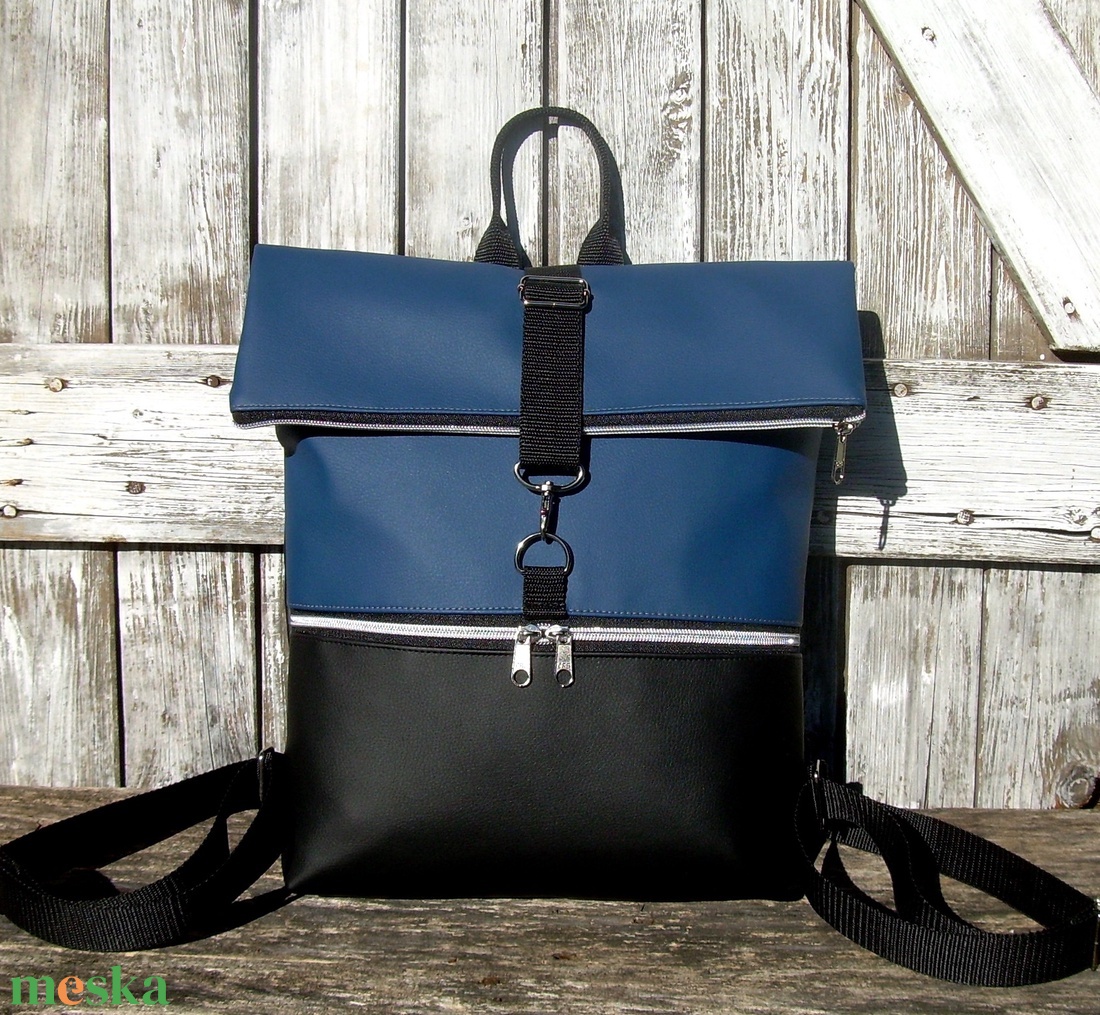 ROLL TOP CITY BAG : Variációk fekete bőrre kékkel és ezüsttel - táska & tok - hátizsák - roll top hátizsák - Meska.hu ROLL TOP CITY BAG : Variációk fekete bőrre kékkel és ezüsttel - táska & tok - hátizsák - roll top hátizsák - Meska.hu