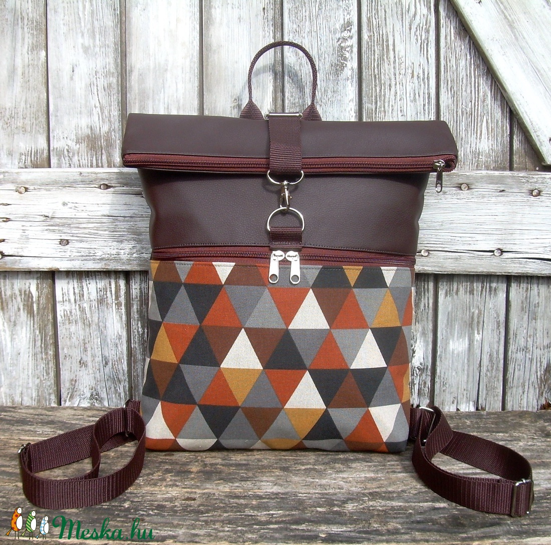 AKCIÓ!-KÉSZLETEN! - ROLL TOP CITY BAG : Színes háromszögek barnával - táska & tok - hátizsák - roll top hátizsák - Meska.hu AKCIÓ!-KÉSZLETEN! - ROLL TOP CITY BAG : Színes háromszögek barnával - táska & tok - hátizsák - roll top hátizsák - Meska.hu