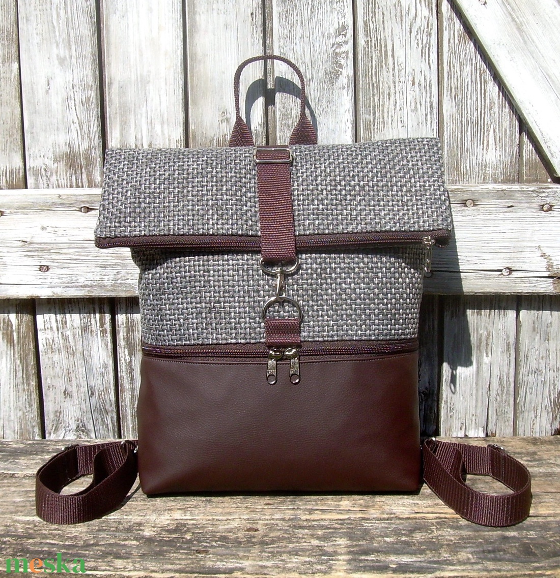 ROLL TOP CITY BAG : Variációk barna bőrre és szövetre 3. - táska & tok - hátizsák - roll top hátizsák - Meska.hu ROLL TOP CITY BAG : Variációk barna bőrre és szövetre 3. - táska & tok - hátizsák - roll top hátizsák - Meska.hu