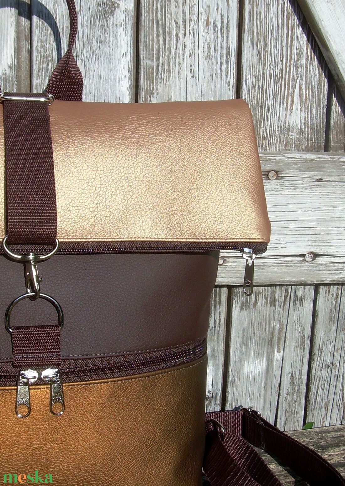  ROLL TOP CITY BAG : Bronzos elegancia 3. - táska & tok - hátizsák - roll top hátizsák - Meska.hu