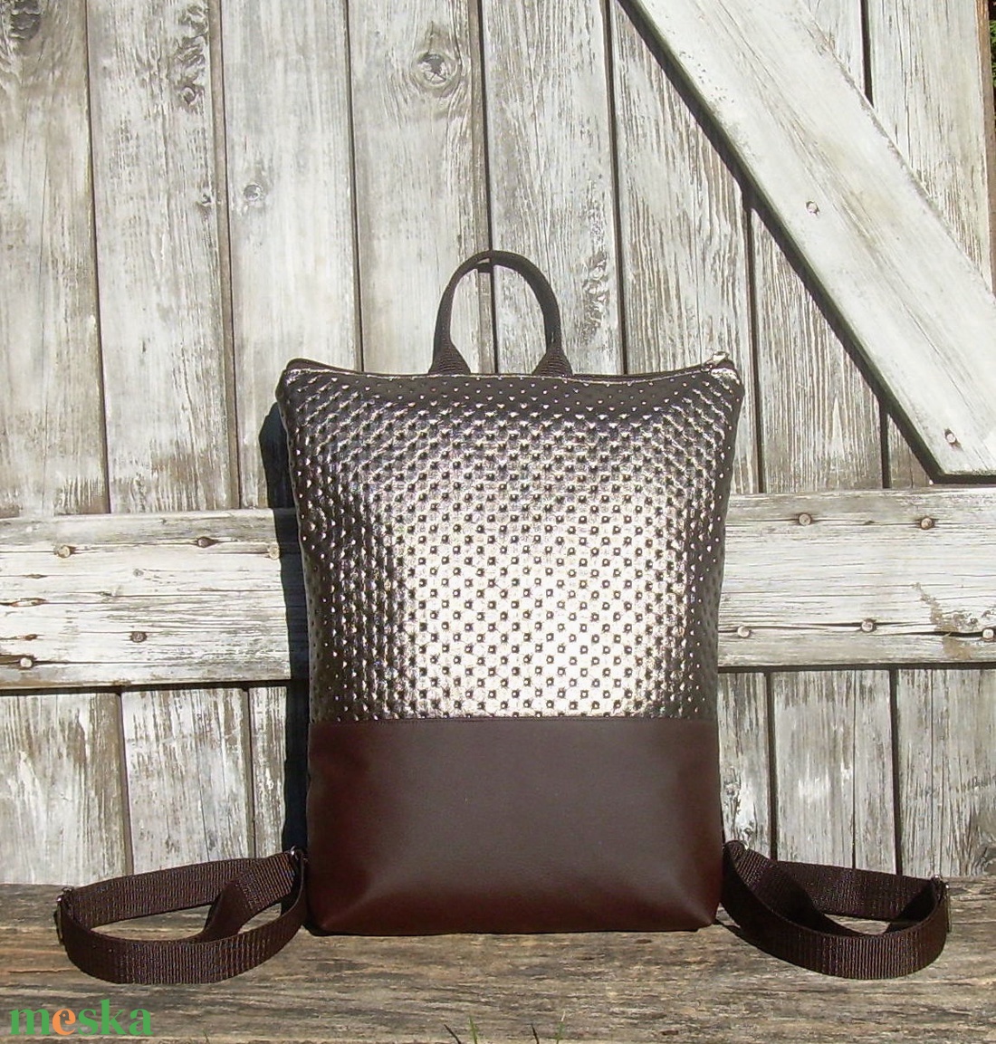 CITY BAG 2IN1 HÁTIZSÁK/OLDALTÁSKA : Metálos elegancia barnával - táska & tok - hátizsák - hátizsák - Meska.hu CITY BAG 2IN1 HÁTIZSÁK/OLDALTÁSKA : Metálos elegancia barnával - táska & tok - hátizsák - hátizsák - Meska.hu