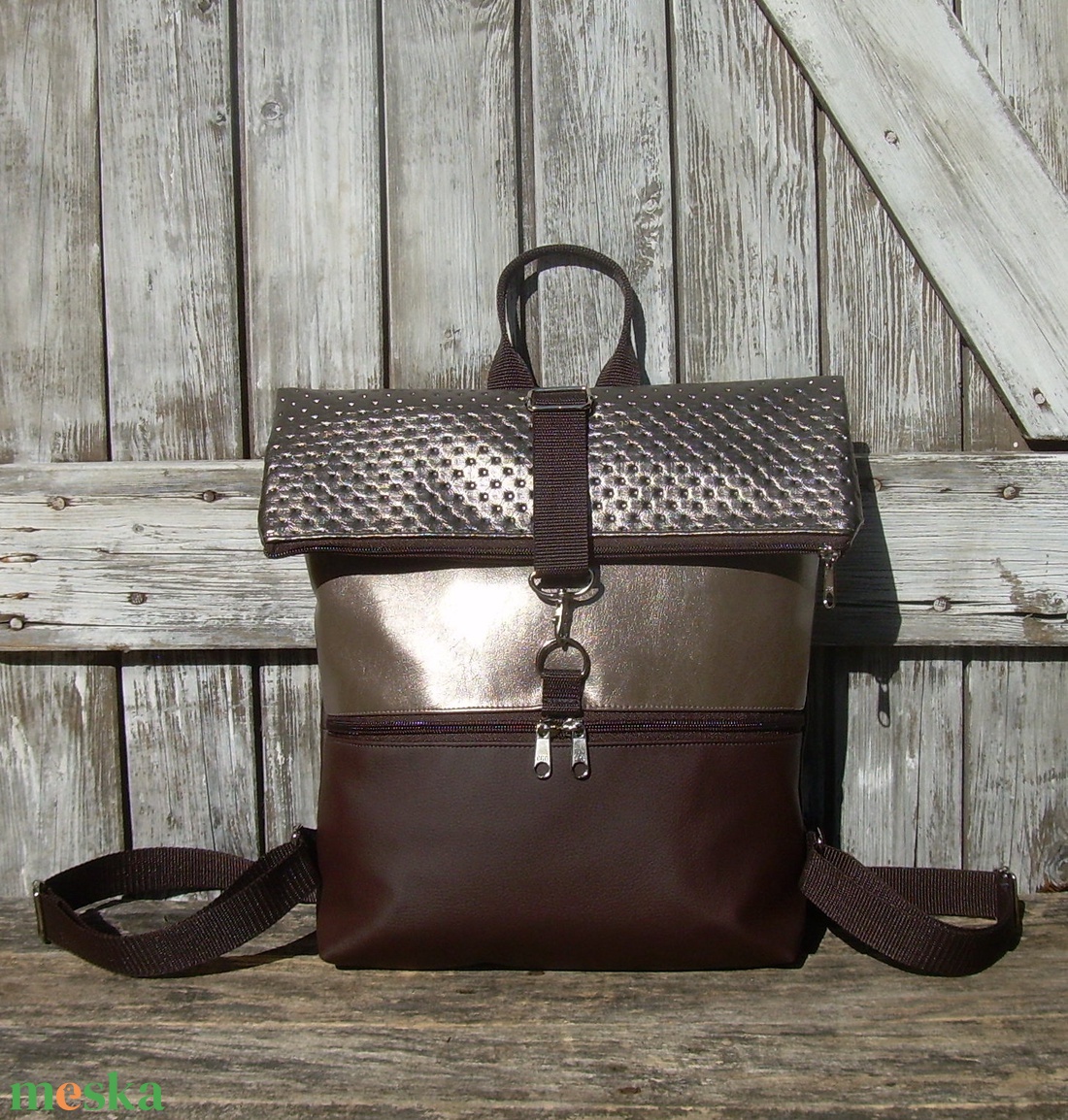 ROLL TOP CITY BAG : Metálos elegancia barnával - táska & tok - hátizsák - roll top hátizsák - Meska.hu ROLL TOP CITY BAG : Metálos elegancia barnával - táska & tok - hátizsák - roll top hátizsák - Meska.hu