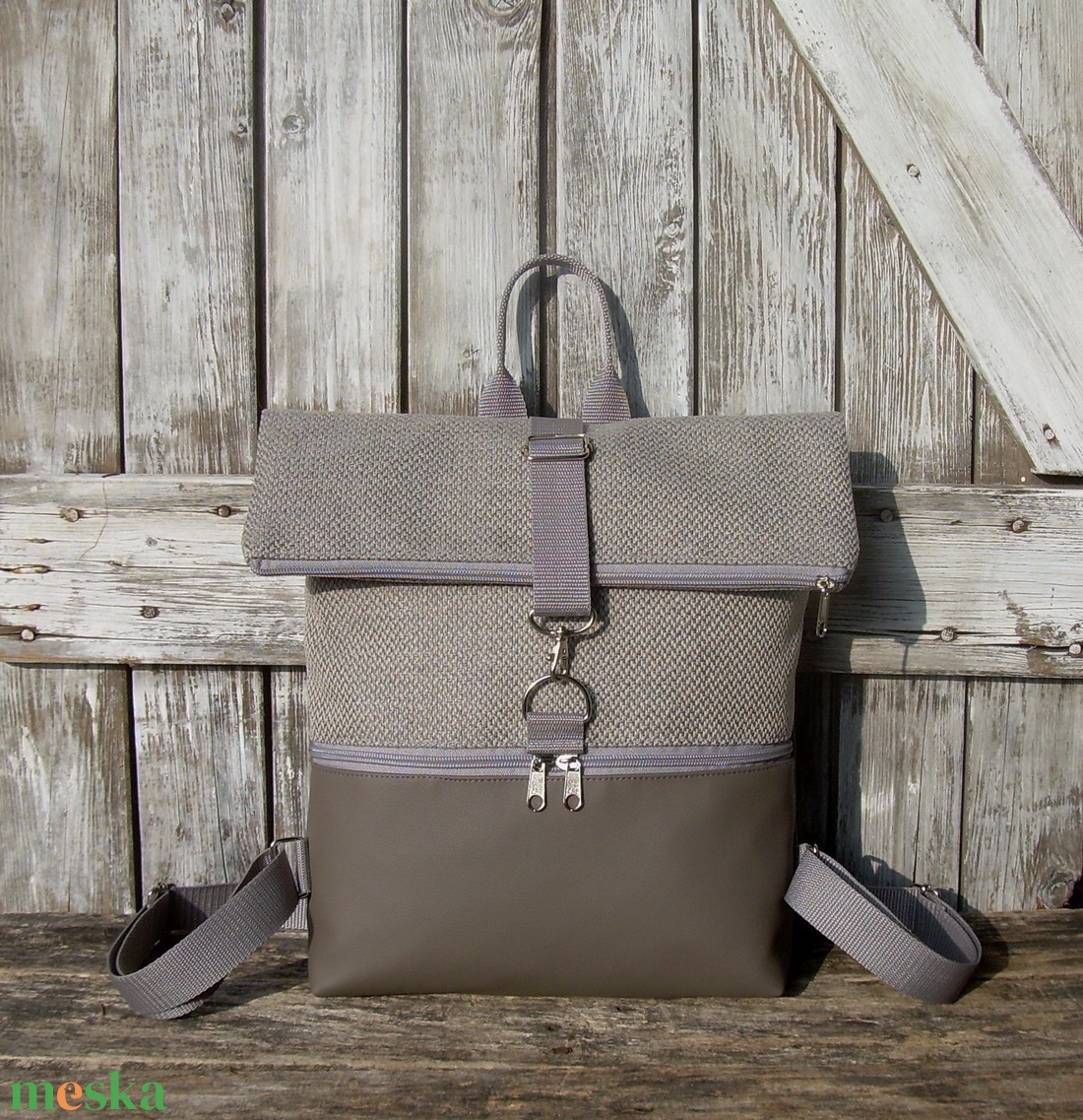 ROLL TOP CITY BAG : Variációk szürke bőrre és szövetre 3. - táska & tok - hátizsák - roll top hátizsák - Meska.hu ROLL TOP CITY BAG : Variációk szürke bőrre és szövetre 3. - táska & tok - hátizsák - roll top hátizsák - Meska.hu