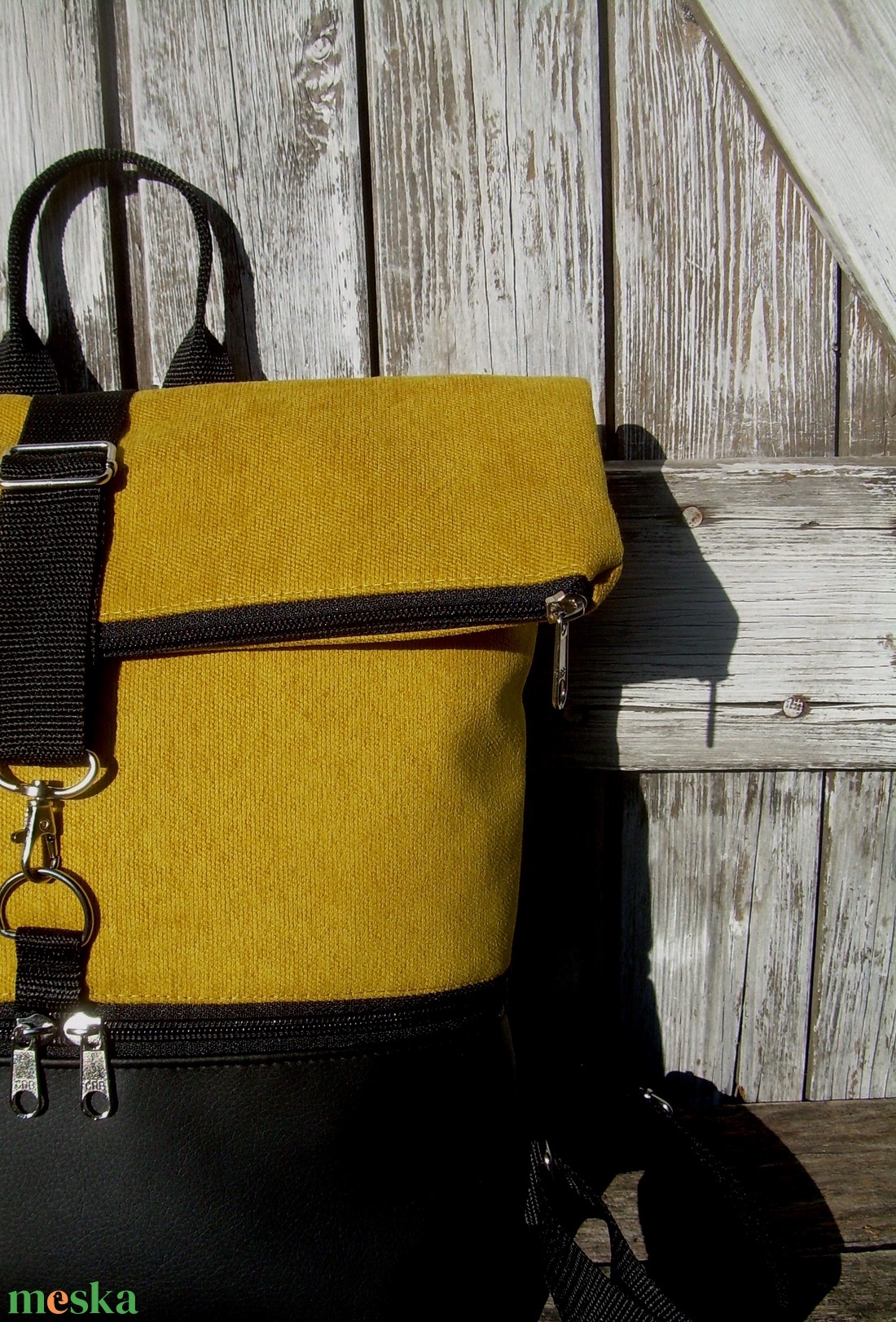  ROLL TOP CITY BAG : Variációk feketére sárgával  - táska & tok - hátizsák - roll top hátizsák - Meska.hu