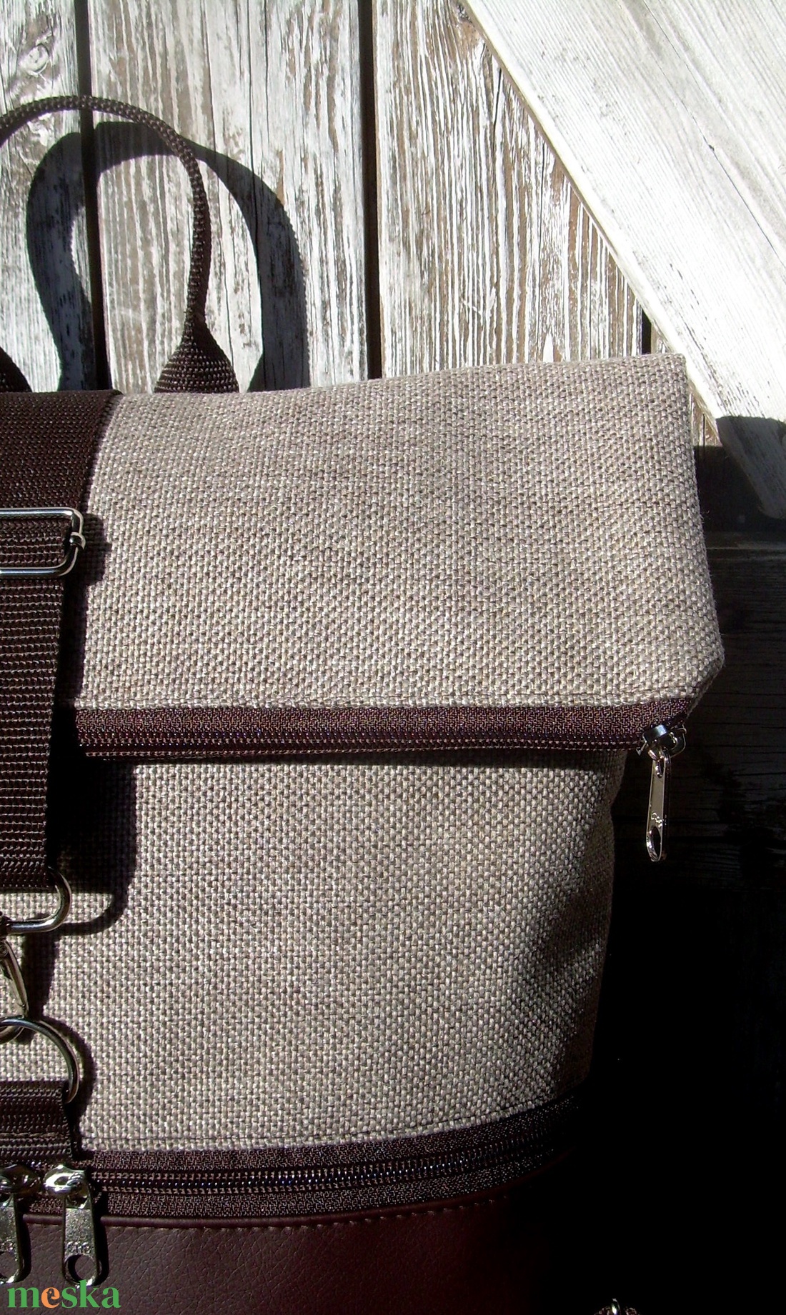   ROLL TOP CITY BAG : Variációk barna bőrre és szövetre 6.  - táska & tok - hátizsák - roll top hátizsák - Meska.hu
