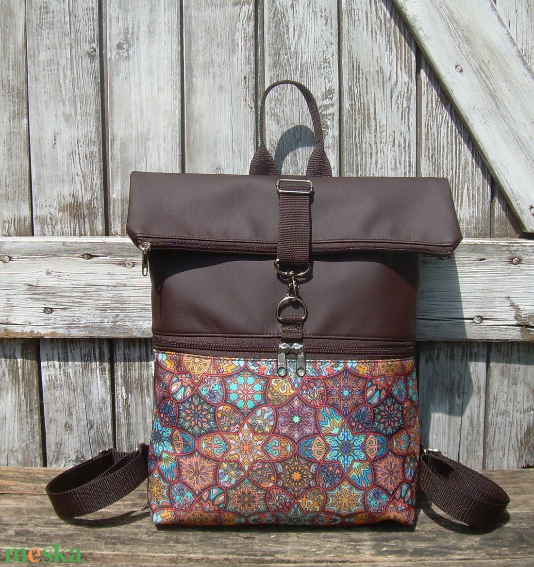 VÍZÁLLÓ ROLL TOP CITY BAG : Variációk barna bőrre és mandalára - táska & tok - hátizsák - roll top hátizsák - Meska.hu VÍZÁLLÓ ROLL TOP CITY BAG : Variációk barna bőrre és mandalára - táska & tok - hátizsák - roll top hátizsák - Meska.hu