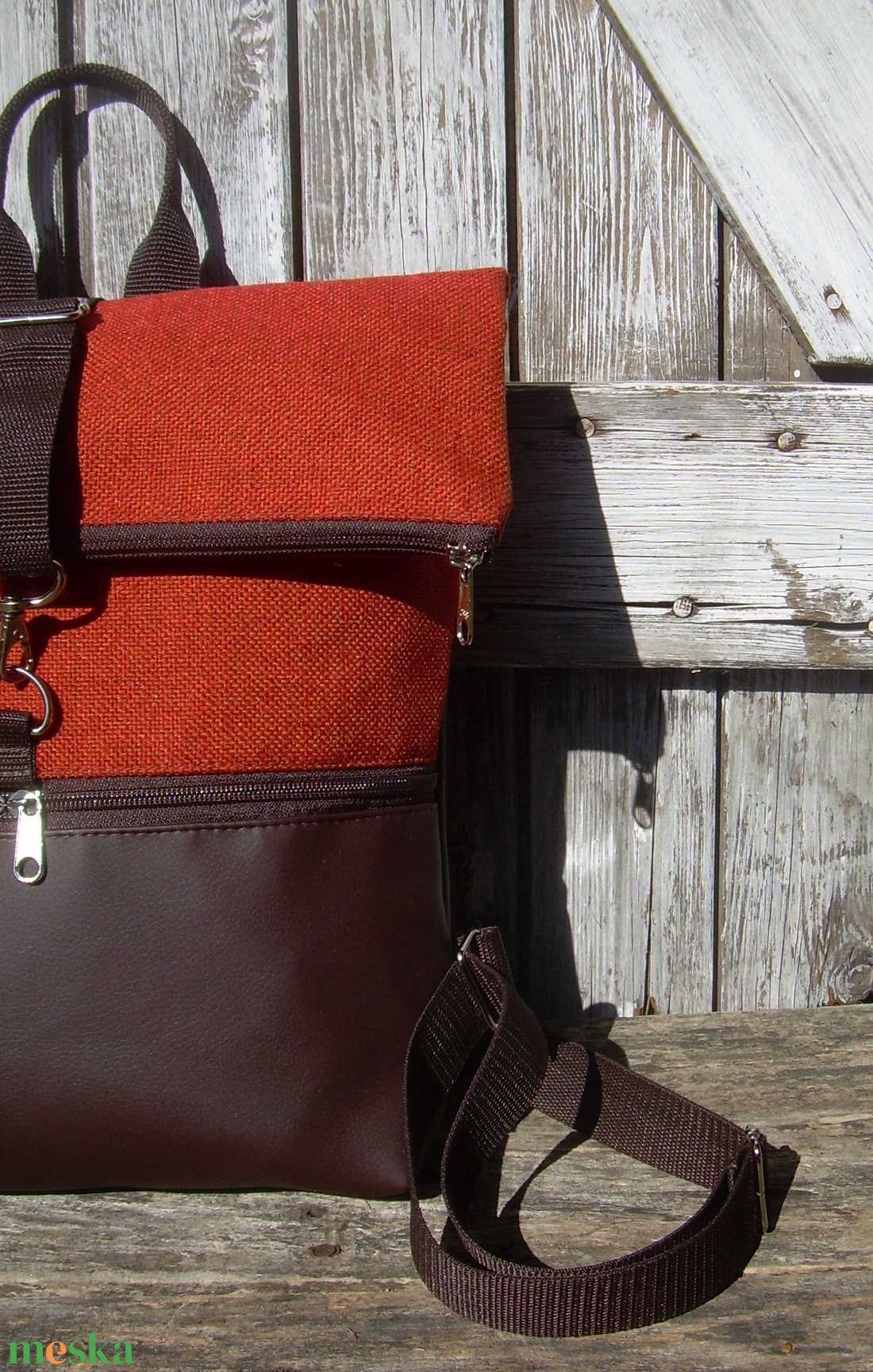  ROLL TOP CITY BAG : Variációk barnára szövettel 2. - táska & tok - hátizsák - roll top hátizsák - Meska.hu