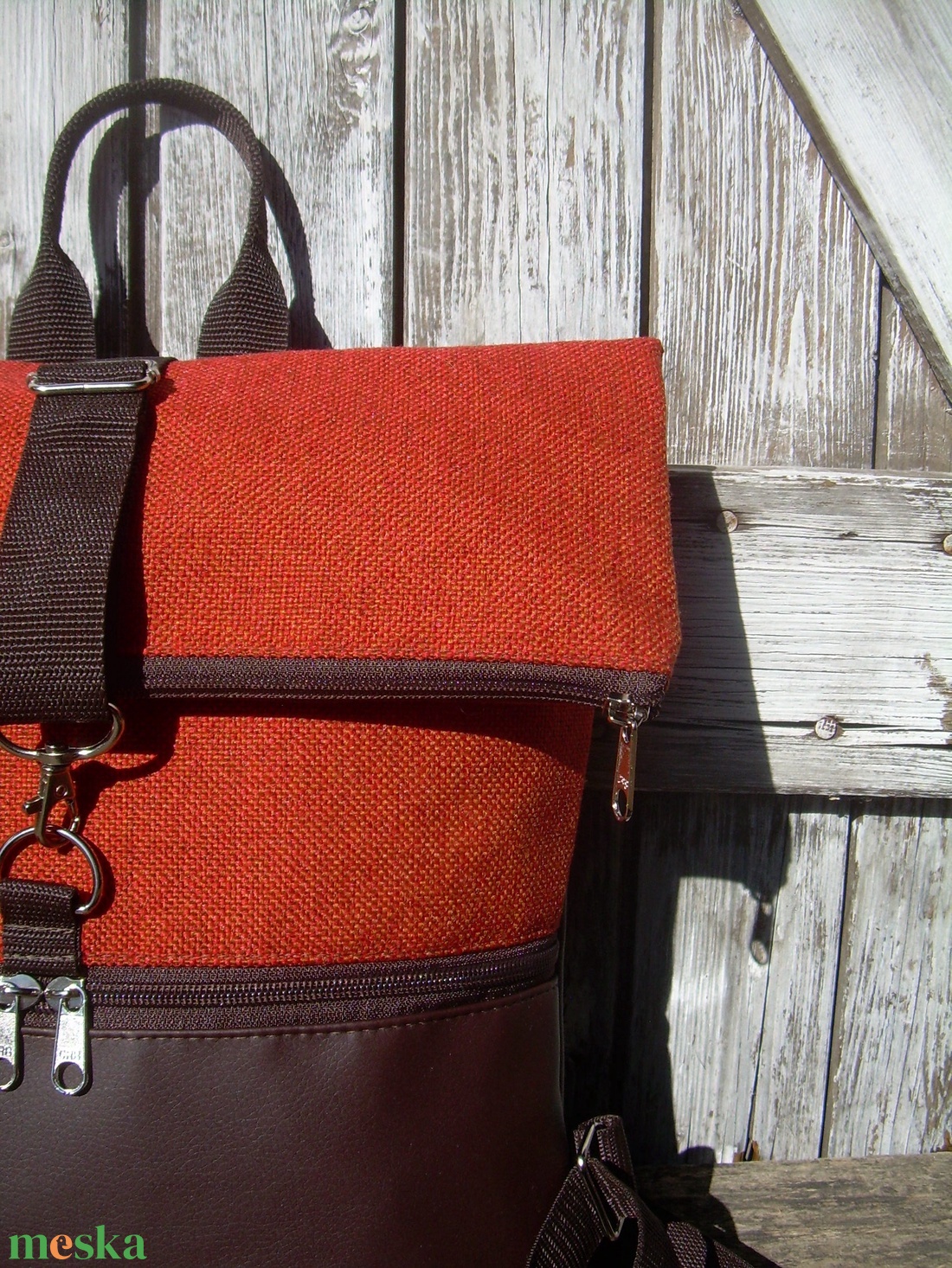  ROLL TOP CITY BAG : Variációk barnára szövettel 2. - táska & tok - hátizsák - roll top hátizsák - Meska.hu