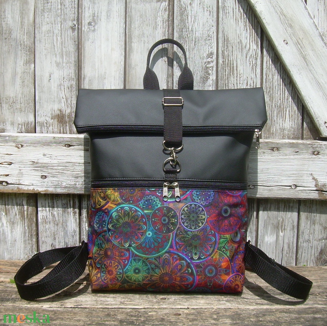 VÍZÁLLÓ ROLL TOP CITY BAG : Variációk fekete bőrre és mandalára - táska & tok - hátizsák - roll top hátizsák - Meska.hu VÍZÁLLÓ ROLL TOP CITY BAG : Variációk fekete bőrre és mandalára - táska & tok - hátizsák - roll top hátizsák - Meska.hu