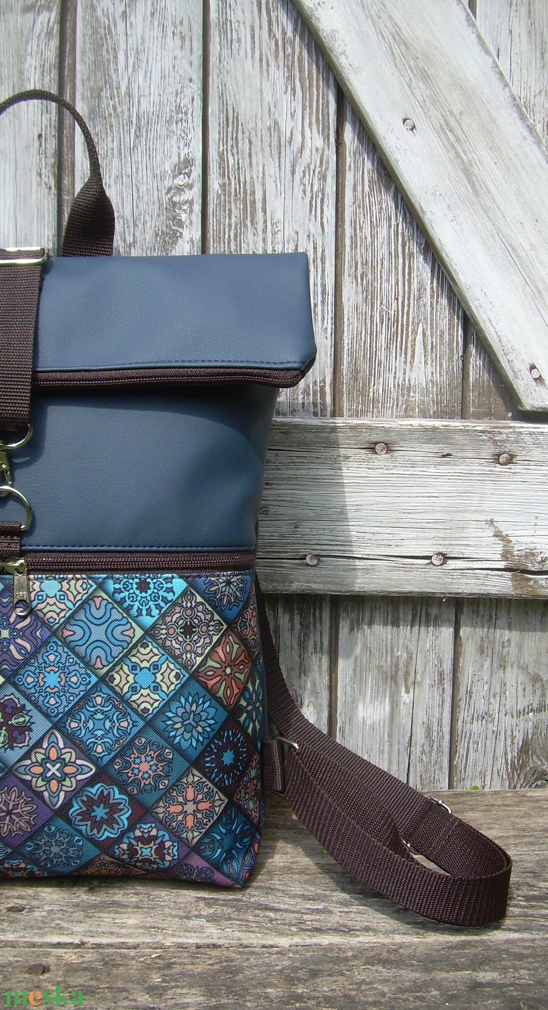 VÍZÁLLÓ ROLL TOP CITY BAG : Variációk kék bőrre és mandalára 2. - táska & tok - hátizsák - roll top hátizsák - Meska.hu VÍZÁLLÓ ROLL TOP CITY BAG : Variációk kék bőrre és mandalára 2. - táska & tok - hátizsák - roll top hátizsák - Meska.hu