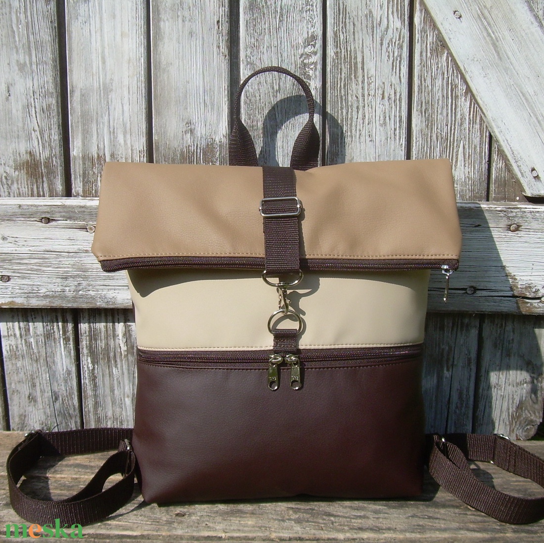 ROLL TOP CITY BAG : Barna, bézs és mogyoró - táska & tok - hátizsák - roll top hátizsák - Meska.hu ROLL TOP CITY BAG : Barna, bézs és mogyoró - táska & tok - hátizsák - roll top hátizsák - Meska.hu