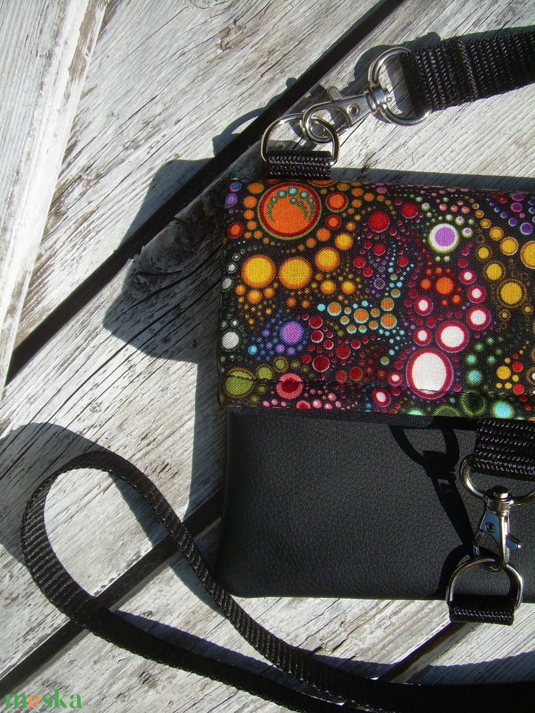  KÉSZLETEN! :  FESTIVAL BAG KISTÁSKA/ÖVTÁSKA: Színpompás körök 1. - táska & tok - övtáska - Meska.hu