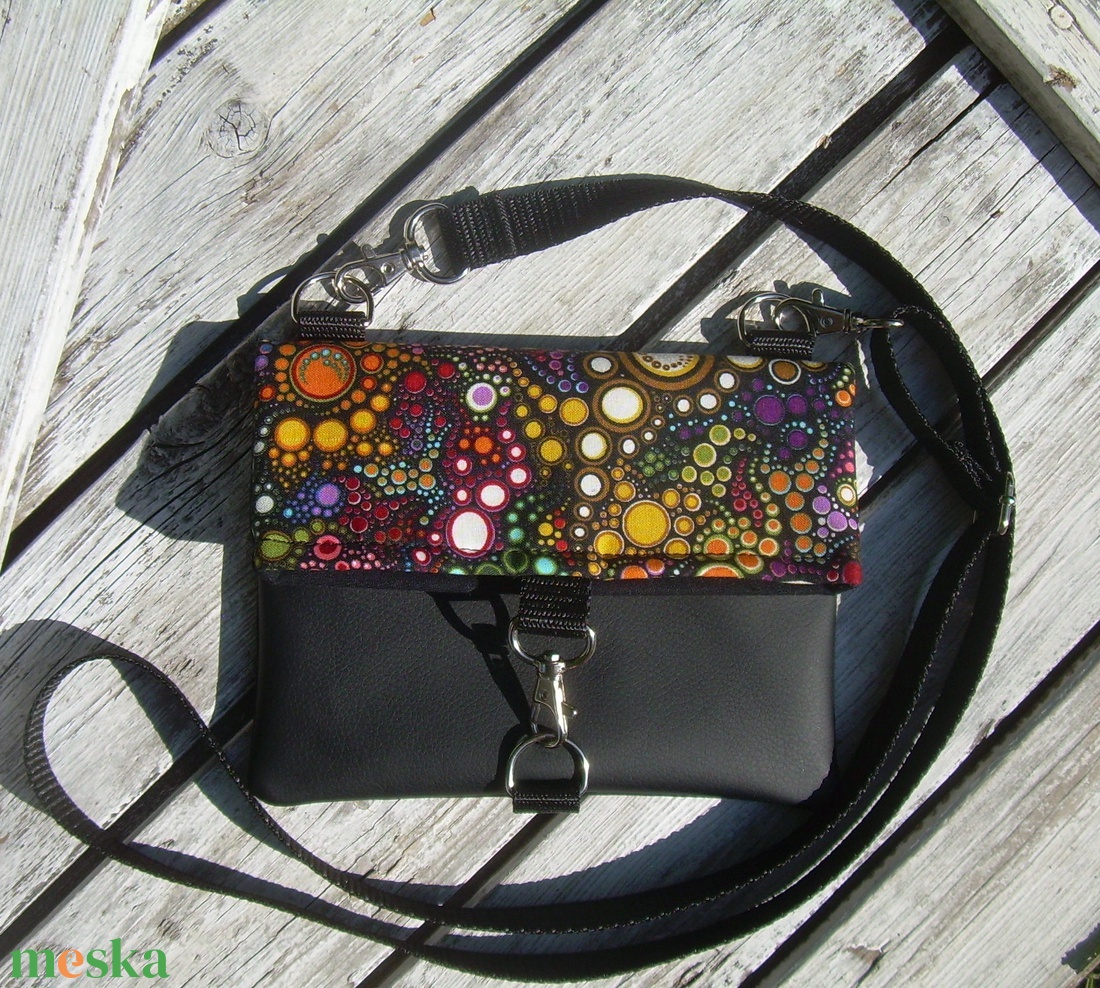  KÉSZLETEN! :  FESTIVAL BAG KISTÁSKA/ÖVTÁSKA: Színpompás körök 1. - táska & tok - övtáska - Meska.hu