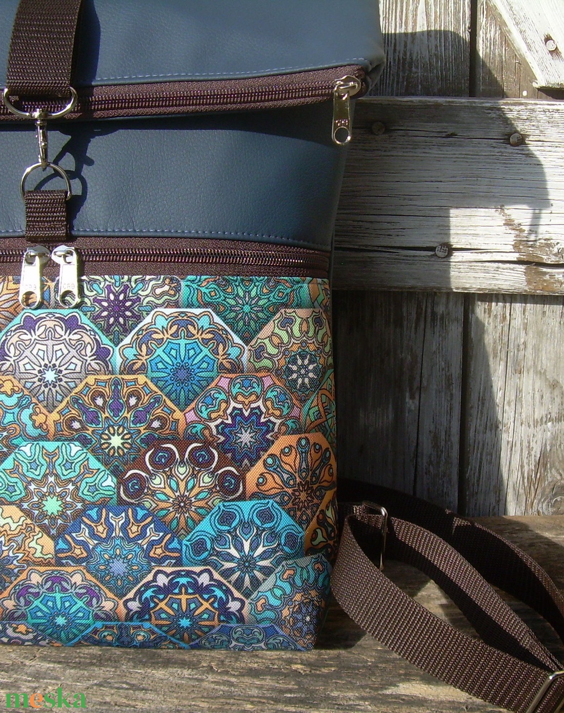 VÍZÁLLÓ ROLL TOP CITY BAG : Variációk kék bőrre és mandalára 2. - táska & tok - hátizsák - roll top hátizsák - Meska.hu VÍZÁLLÓ ROLL TOP CITY BAG : Variációk kék bőrre és mandalára 2. - táska & tok - hátizsák - roll top hátizsák - Meska.hu