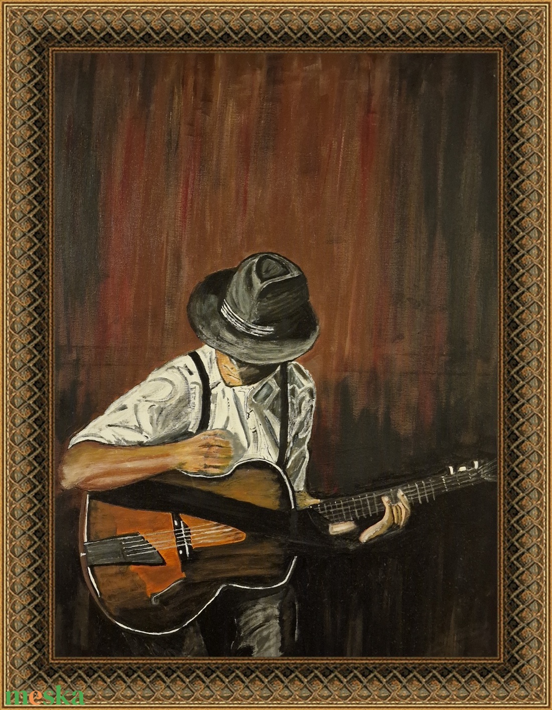 Halkan szól a gitár. - művészet - festmény - üvegfestmény - Meska.hu Halkan szól a gitár. - művészet - festmény - üvegfestmény - Meska.hu