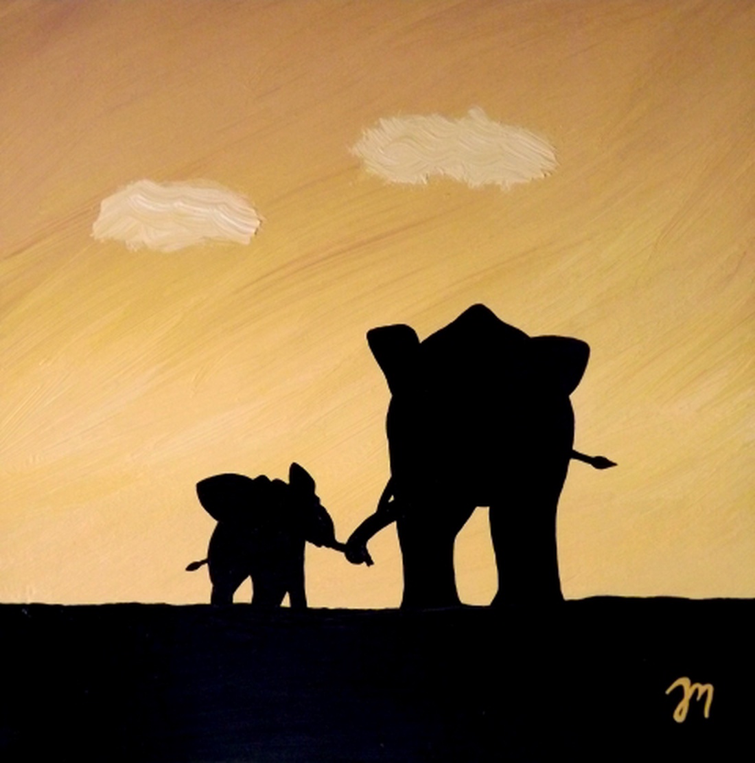 LEFOGLALVA angyal77 részére! -------  Elefántok - festmény -  - Meska.hu