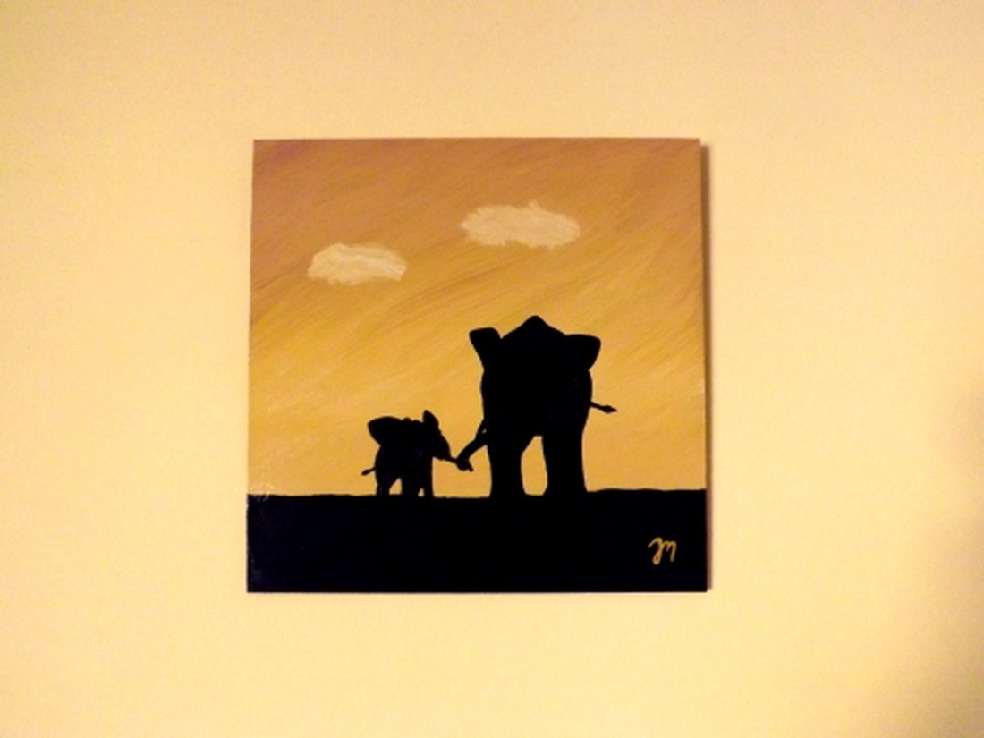 LEFOGLALVA angyal77 részére! -------  Elefántok - festmény -  - Meska.hu