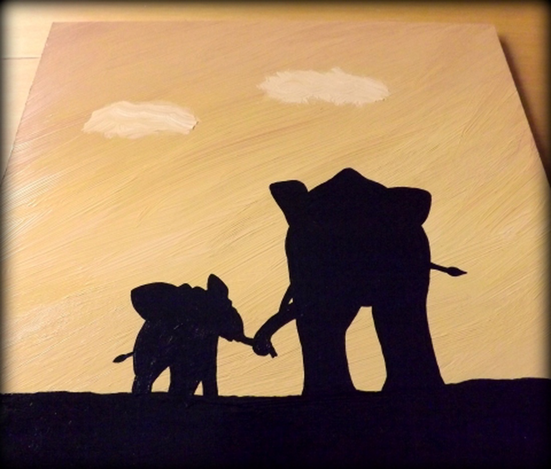 LEFOGLALVA angyal77 részére! -------  Elefántok - festmény -  - Meska.hu