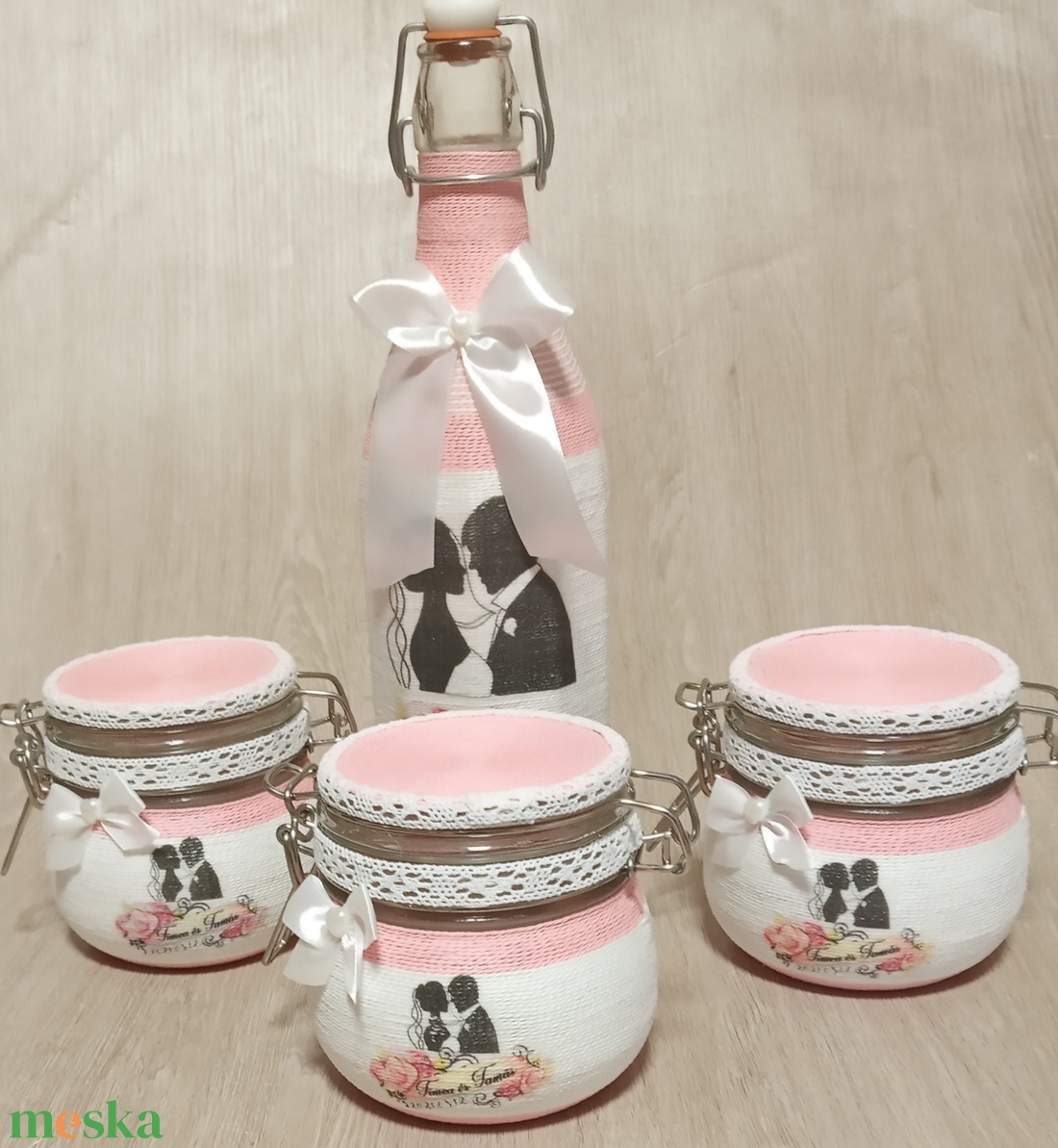 Szülőköszöntő csatosüveg édesanyáknak ujjlenyomatos - esküvő - emlék & ajándék - szülőköszöntő ajándék - Meska.hu