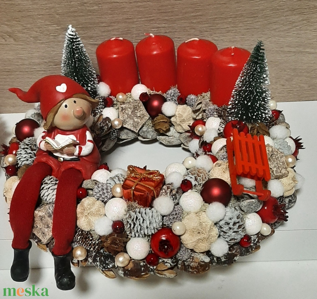 Adventi koszorú manóval - karácsony - adventi díszek - adventi koszorú - Meska.hu Adventi koszorú manóval - karácsony - adventi díszek - adventi koszorú - Meska.hu