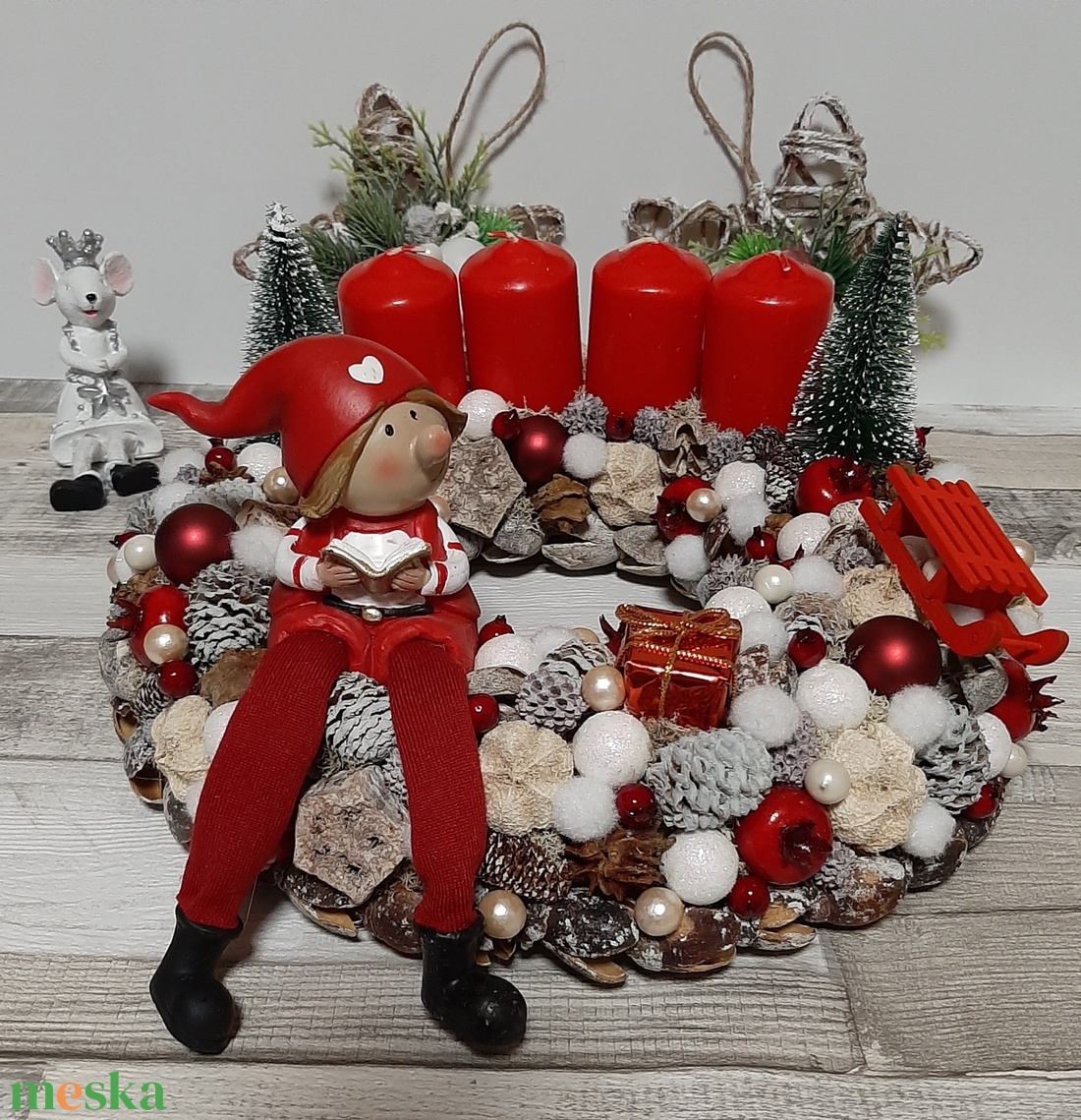 Adventi koszorú manóval - karácsony - adventi díszek - adventi koszorú - Meska.hu Adventi koszorú manóval - karácsony - adventi díszek - adventi koszorú - Meska.hu