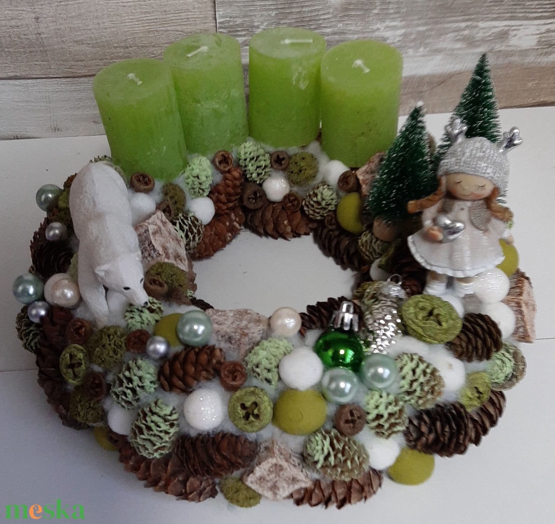 Adventi koszorú zöld árnyalataival - karácsony - adventi díszek - adventi ajtódísz - Meska.hu Adventi koszorú zöld árnyalataival - karácsony - adventi díszek - adventi ajtódísz - Meska.hu