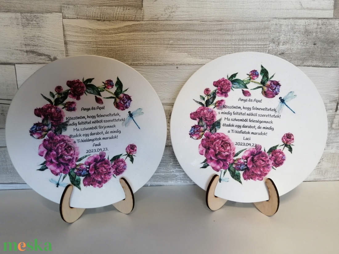 Szülőköszöntő ajándék dísztányérok - esküvő - emlék & ajándék - szülőköszöntő ajándék - Meska.hu