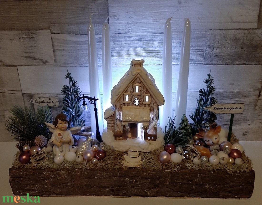 Házikós adventi asztaldísz - karácsony - adventi díszek - adventi asztaldísz - Meska.hu