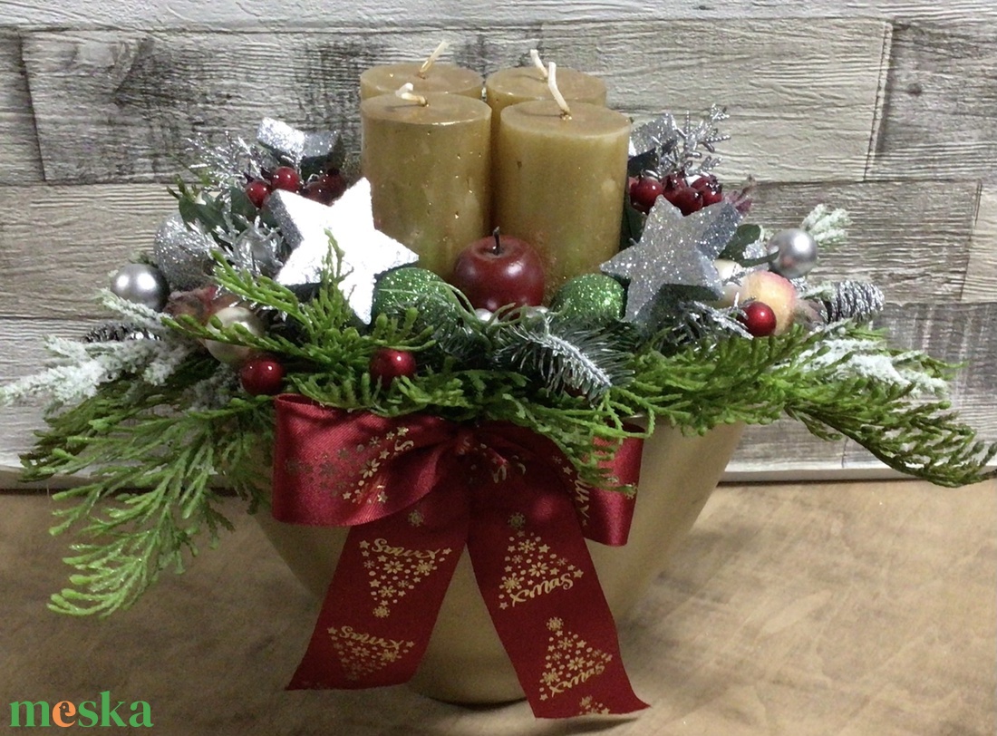 Klasszikus adventi asztaldísz - karácsony - adventi díszek - adventi asztaldísz - Meska.hu