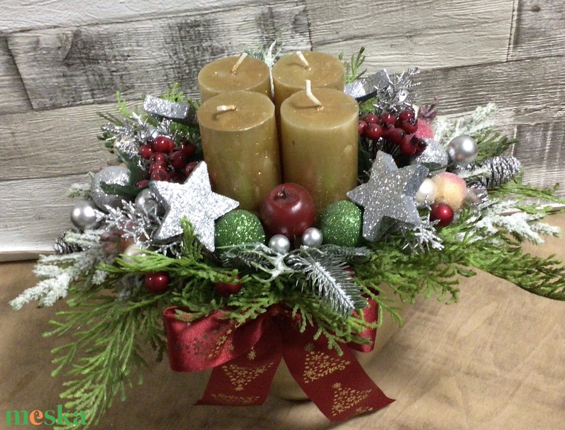 Klasszikus adventi asztaldísz - karácsony - adventi díszek - adventi asztaldísz - Meska.hu