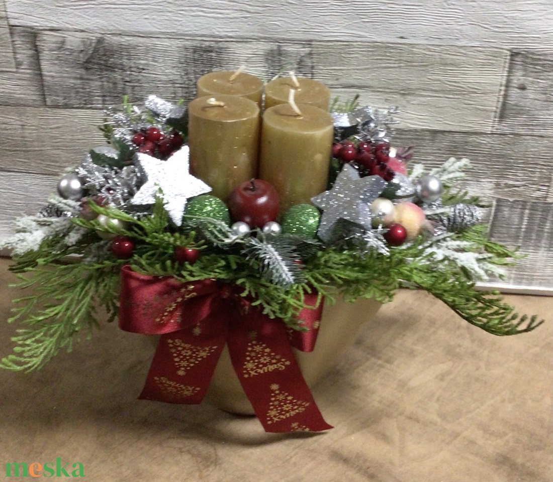 Klasszikus adventi asztaldísz - karácsony - adventi díszek - adventi asztaldísz - Meska.hu