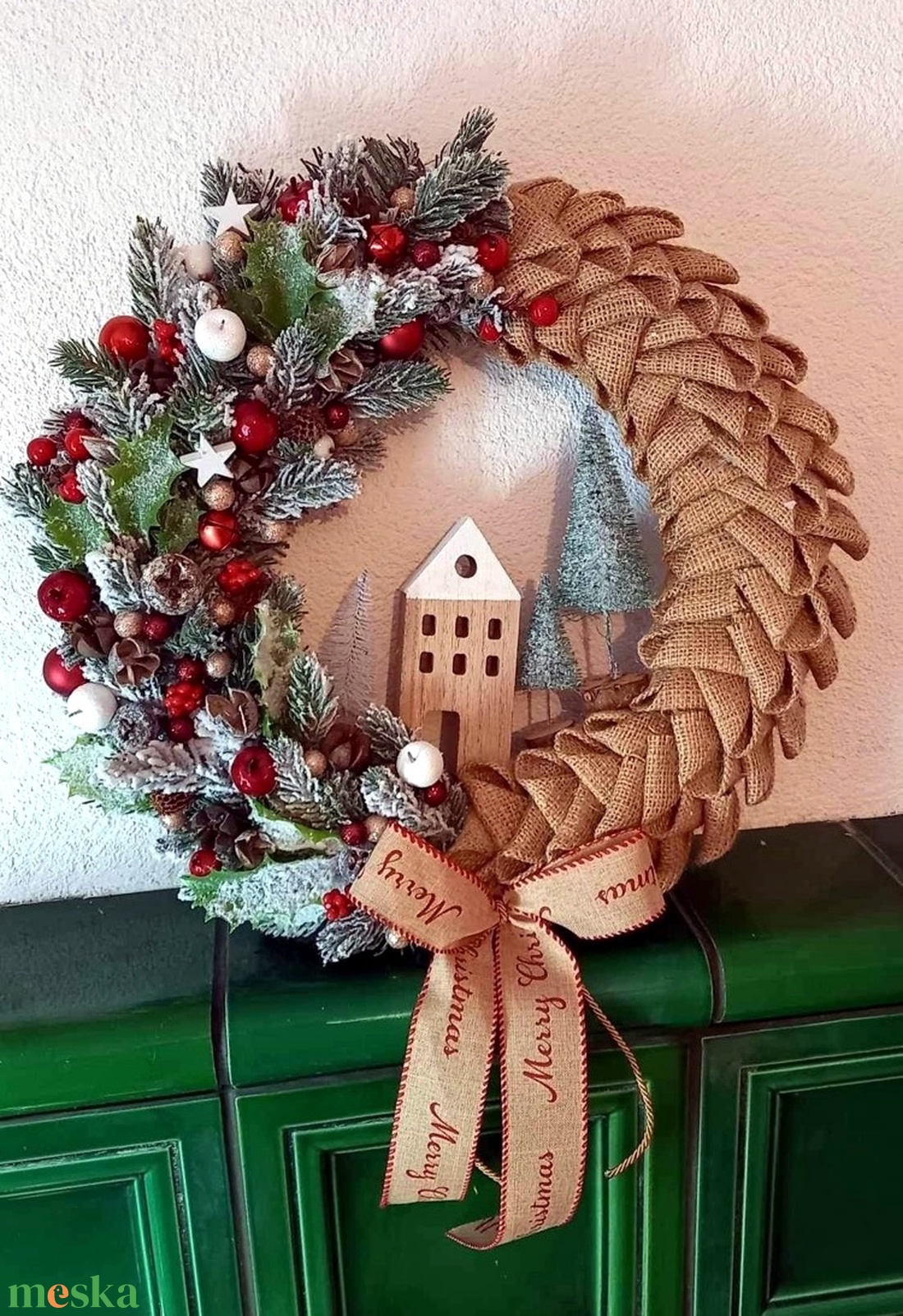 Nagy méretű Karácsonyi ajtódísz - karácsony - adventi díszek - adventi ajtódísz - Meska.hu
