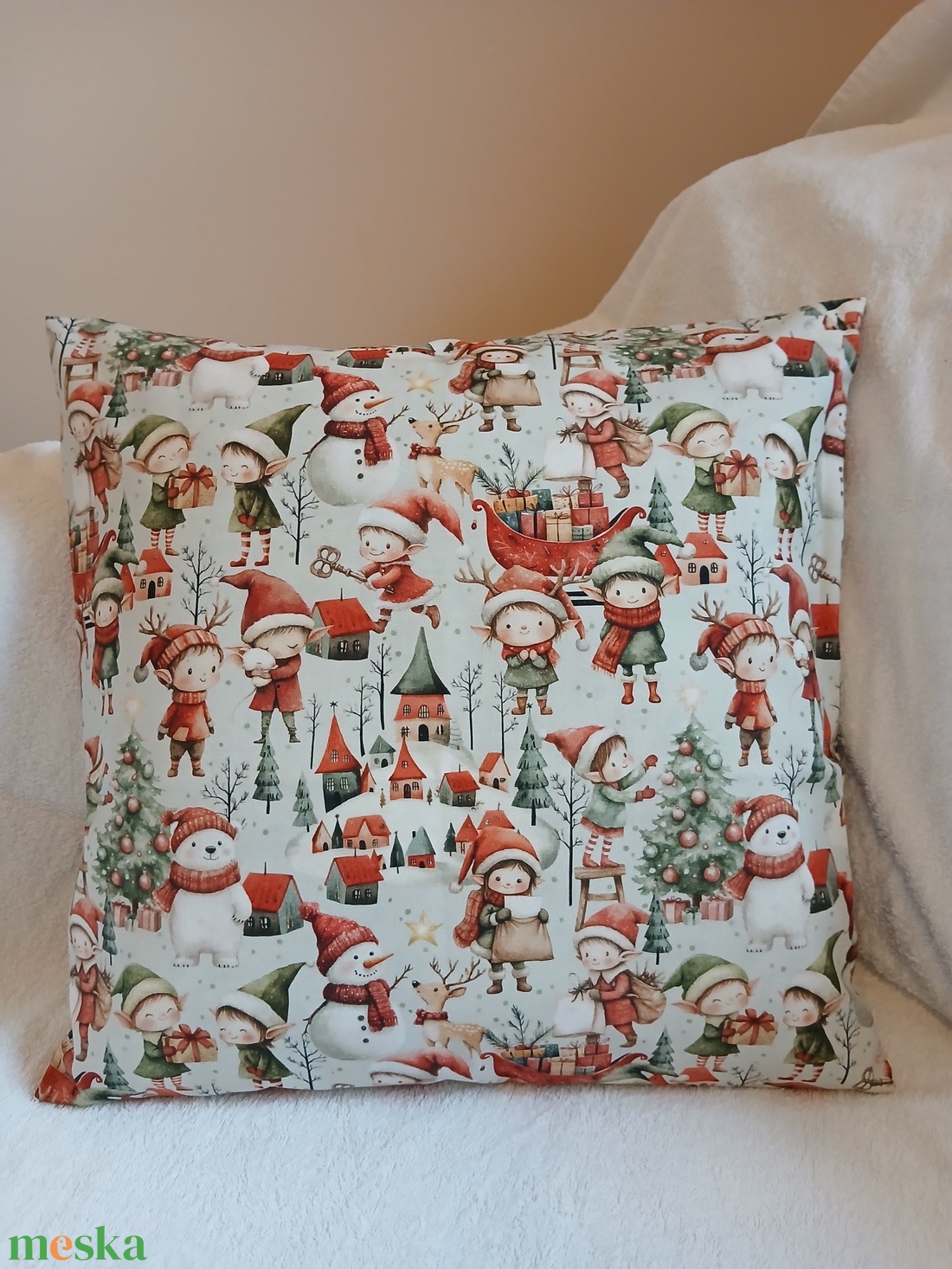 Karácsonyi manók kispárna  - otthon & életmód - babaszoba, gyerekszoba - gyerek díszpárna - Meska.hu