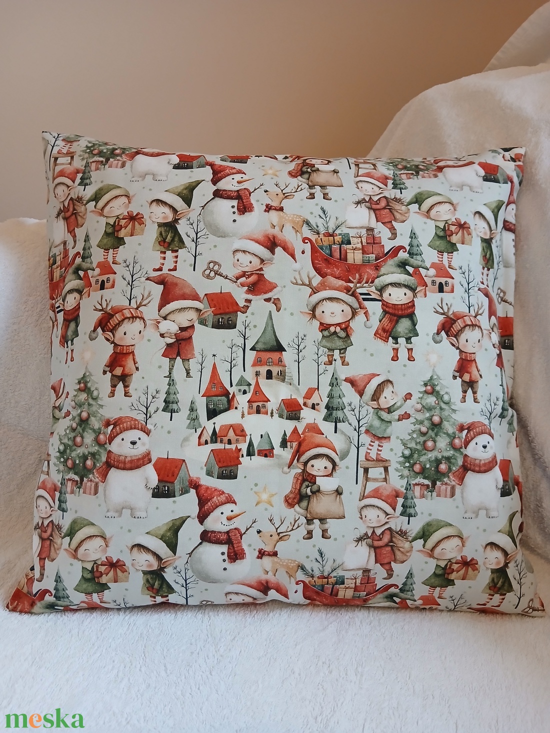 Karácsonyi manók kispárna  - otthon & életmód - babaszoba, gyerekszoba - gyerek díszpárna - Meska.hu