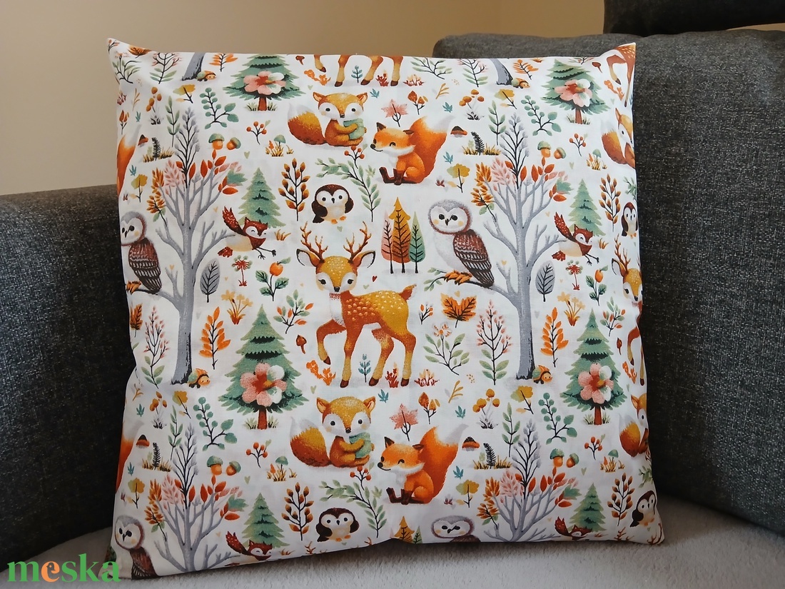 Erdő lakói párna (40 x 40 cm ) - baba - mama - babaszoba dekoráció - gyerek díszpárna - Meska.hu