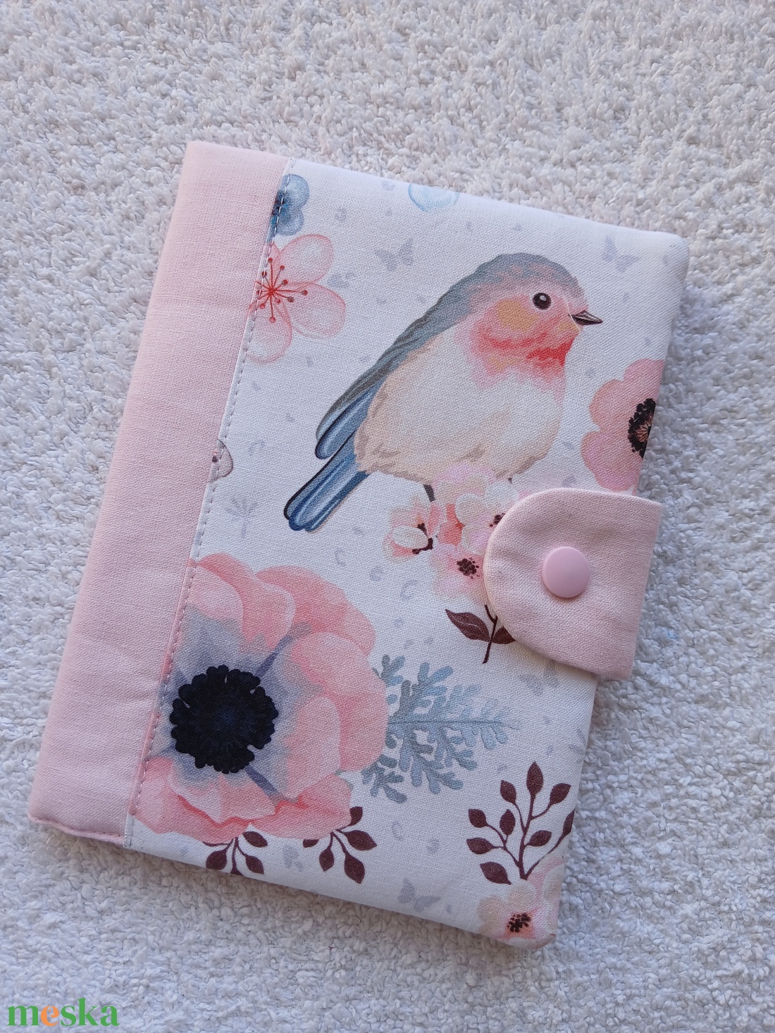 Új Design - Madárkám Várandós - Egészségügyi kiskönyv borító textilből - baba - mama - babaemlékek - egészségügyi kiskönyv borító - Meska.hu