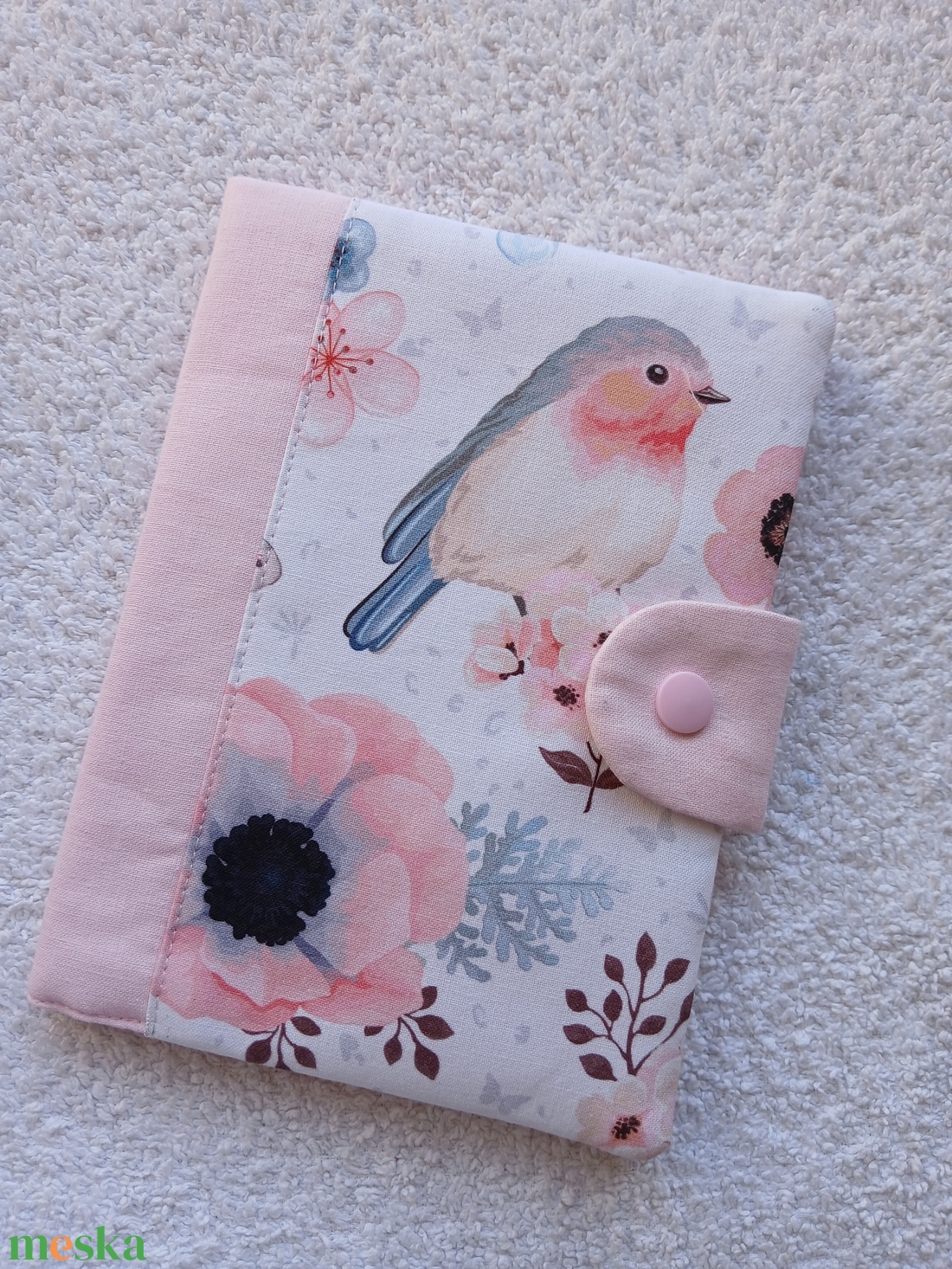 Új Design - Madárkám Várandós - Egészségügyi kiskönyv borító textilből - baba - mama - babaemlékek - egészségügyi kiskönyv borító - Meska.hu