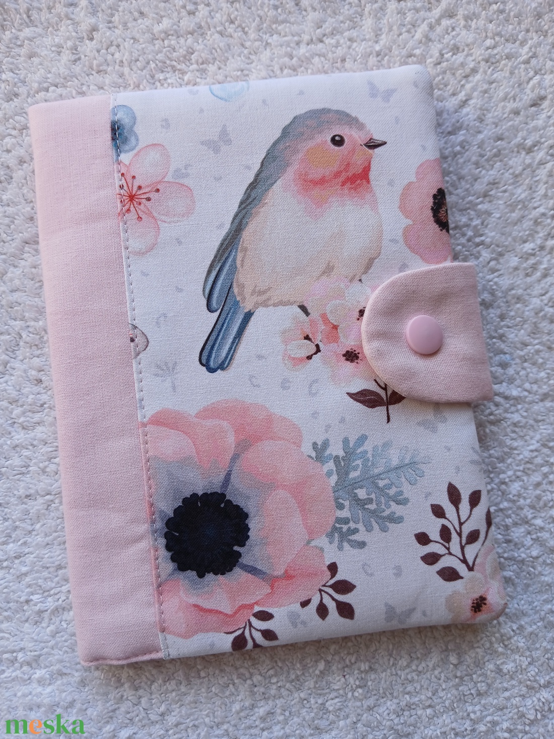 Új Design - Madárkám Várandós - Egészségügyi kiskönyv borító textilből - baba - mama - babaemlékek - egészségügyi kiskönyv borító - Meska.hu