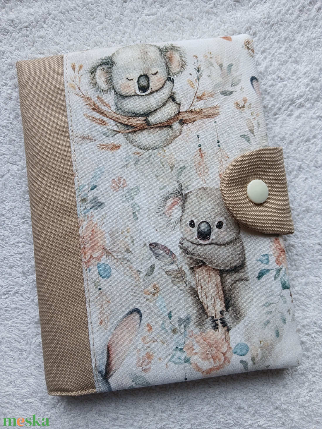 Új Design - Koala macis - Egészségügyi könyv borító textilből - baba - mama - babaemlékek - egészségügyi kiskönyv borító - Meska.hu