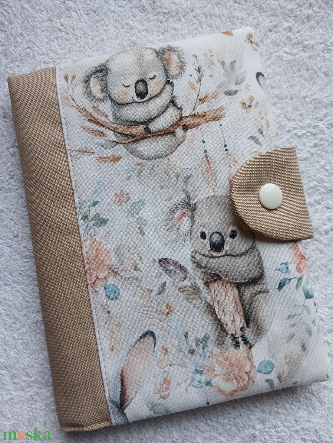 Új Design - Koala macis - Egészségügyi könyv borító textilből - baba - mama - babaemlékek - egészségügyi kiskönyv borító - Meska.hu