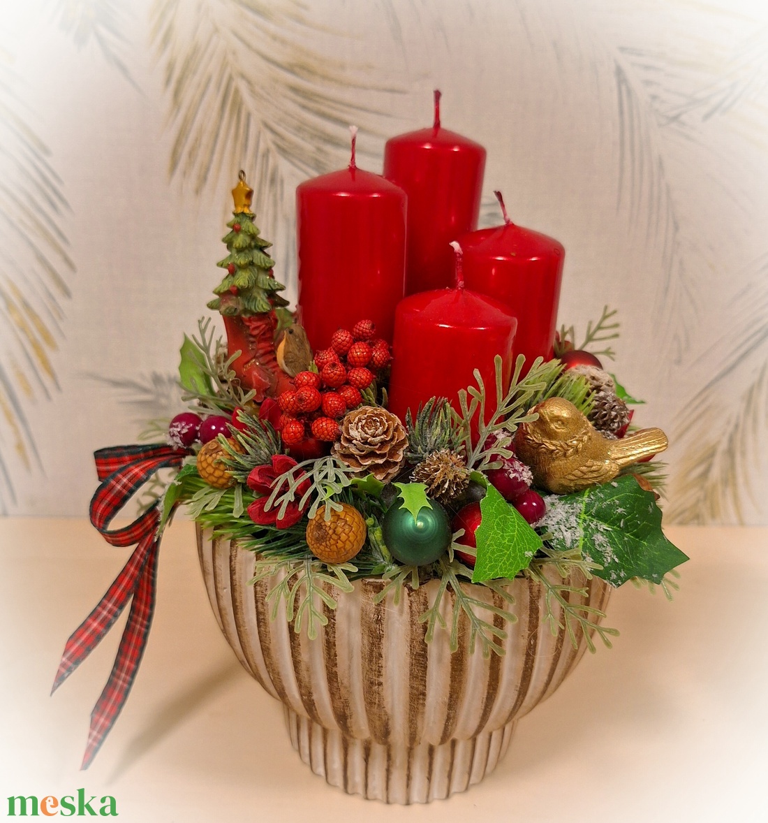 Adventi tál - otthon & életmód - dekoráció - asztal és polc dekoráció - asztaldísz - Meska.hu