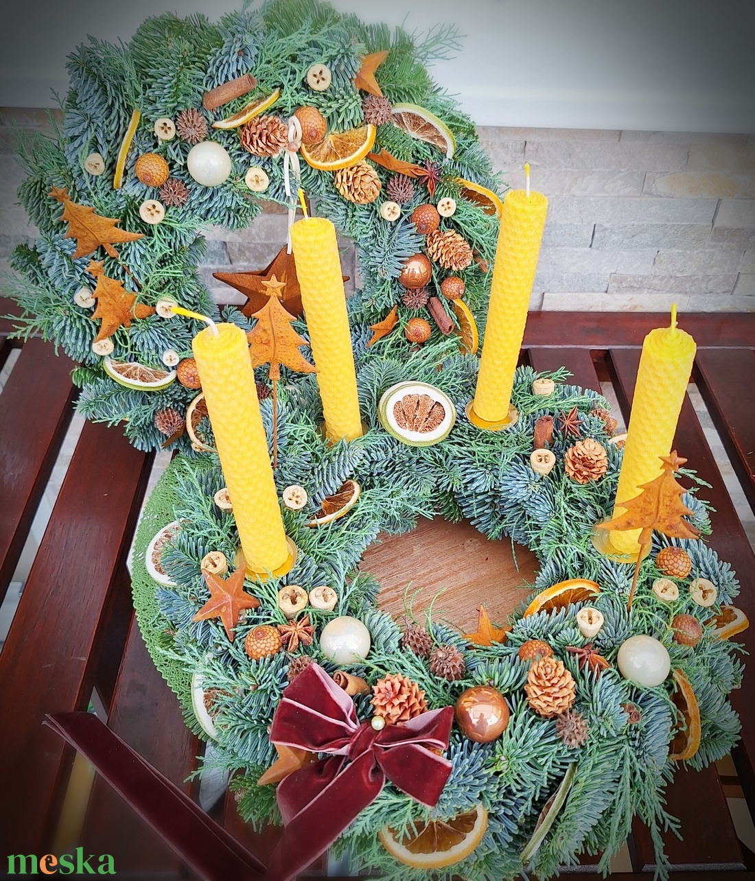 Adventi koszorú - otthon & életmód - dekoráció - asztal és polc dekoráció - asztaldísz - Meska.hu