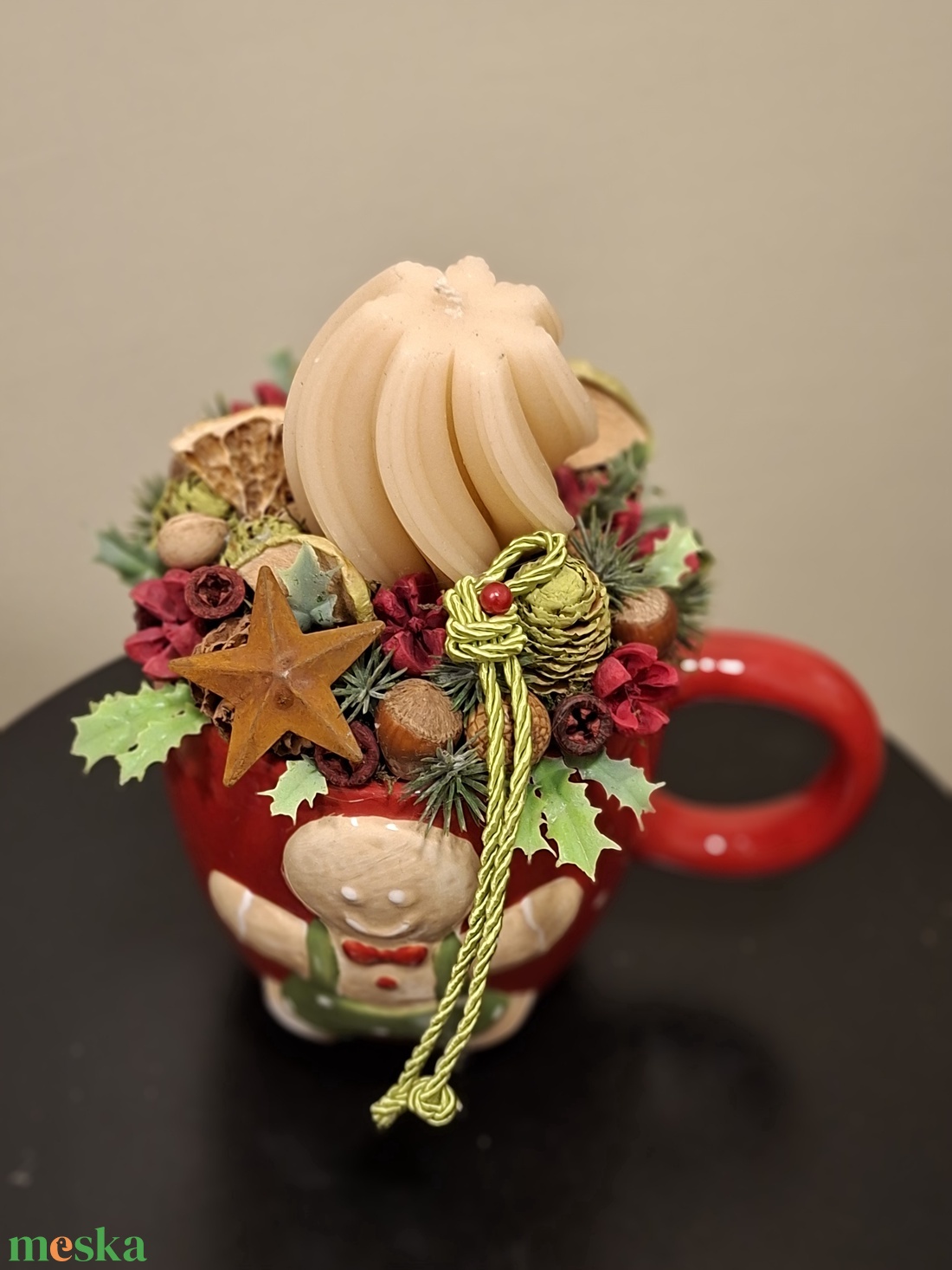 Mézikés karácsonyi bögredísz - karácsony - karácsonyi lakásdekoráció - ünnepi asztaldekoráció - Meska.hu