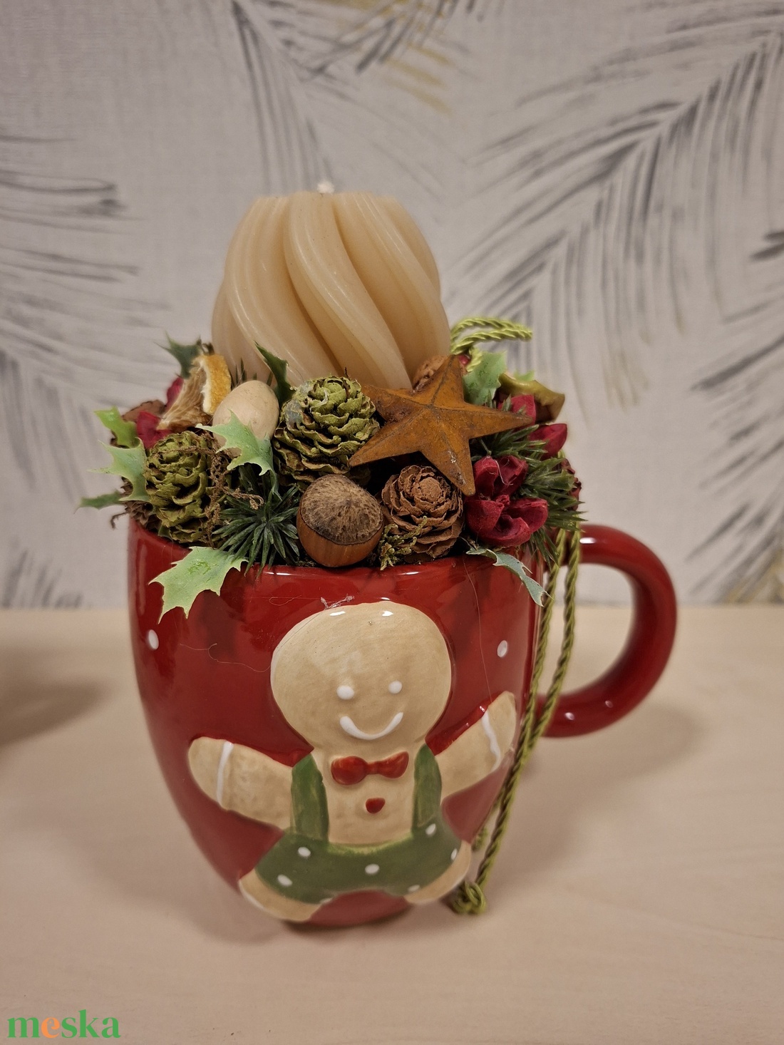 Mézikés karácsonyi bögredísz - karácsony - karácsonyi lakásdekoráció - ünnepi asztaldekoráció - Meska.hu