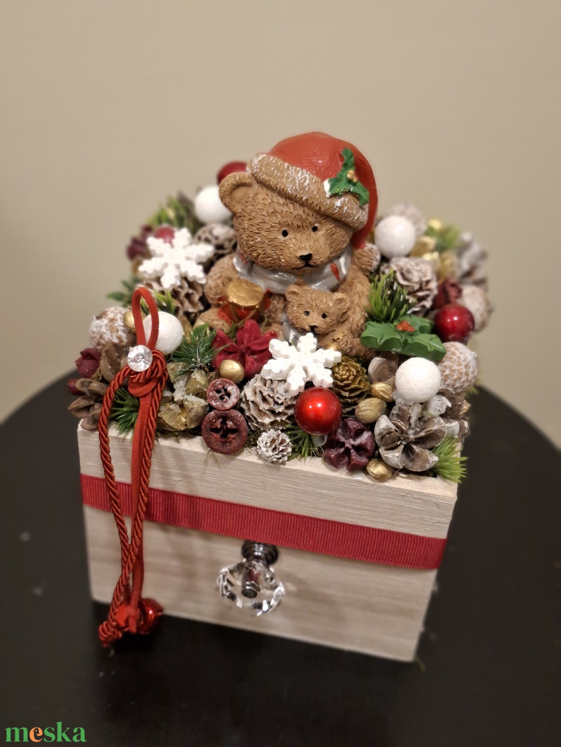 Macis karácsonyi fiókdísz - otthon & életmód - dekoráció - asztal és polc dekoráció - asztaldísz - Meska.hu