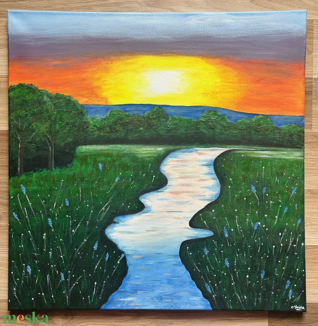A folyó tükrében - kellékek & szerszámok - festék - akrilfesték - Meska.hu