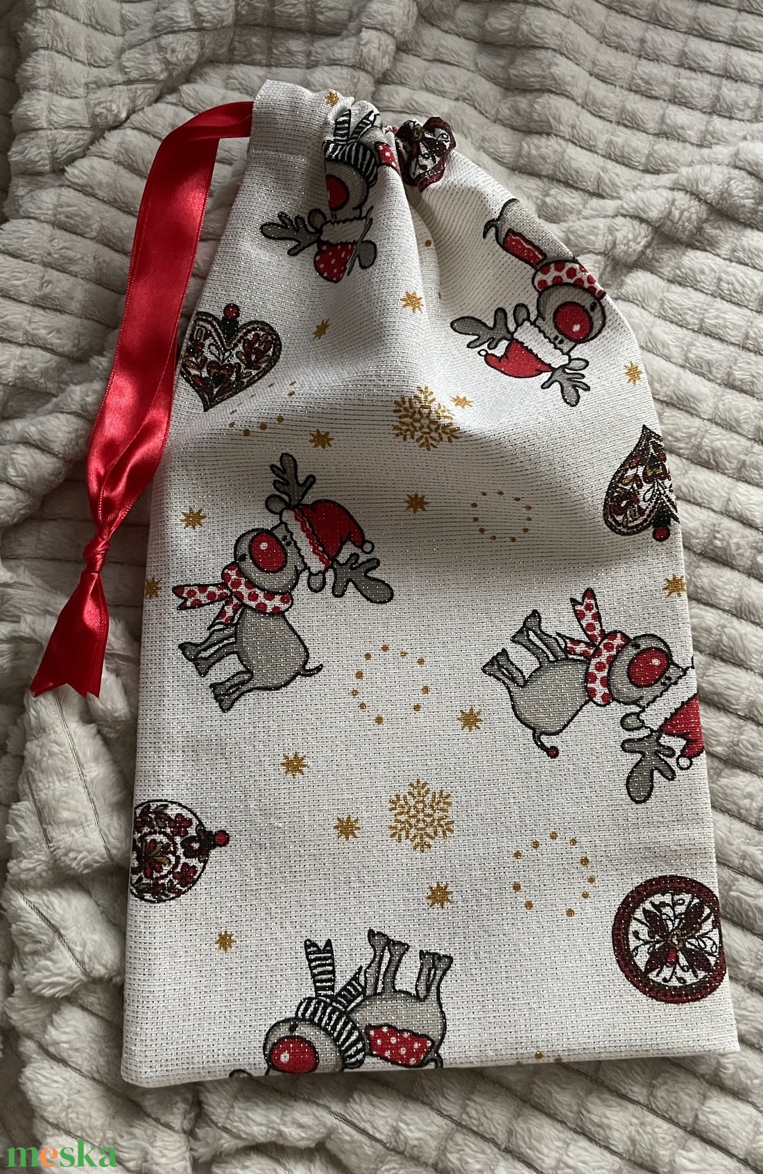 Rénszarvasos mikulászsák - karácsony - mikulás - mikulás zsák - Meska.hu