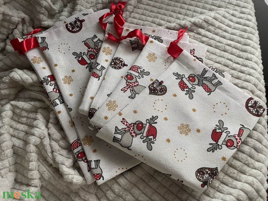 Rénszarvasos mikulászsák - karácsony - mikulás - mikulás zsák - Meska.hu